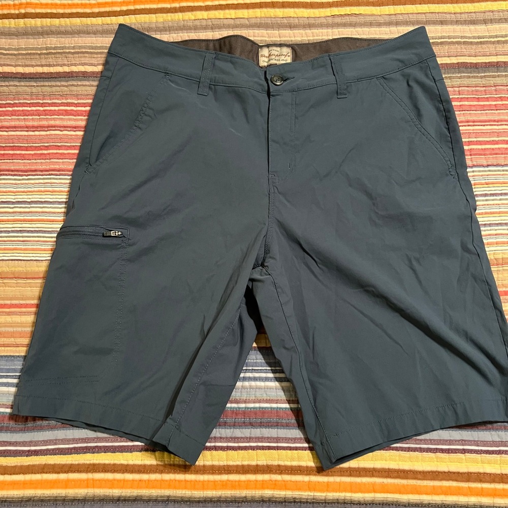 Weatherproof Vintage Mens Trail Shorts Size 34 Blue Nylon Spandex Cargo Zip